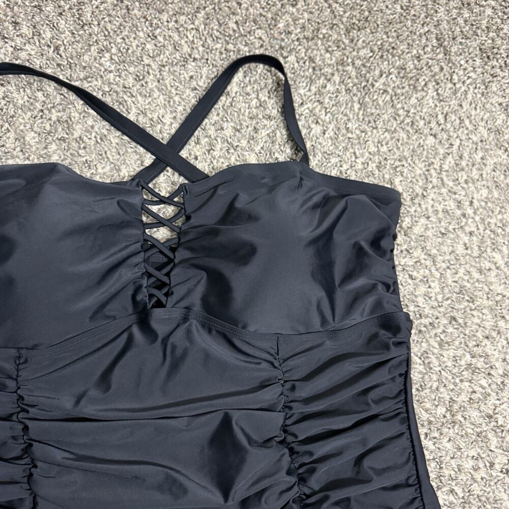 Torrid Brand Women's 4X Slim Fix Lattice One Piece Swimsuit Black - Picture 4 of 6